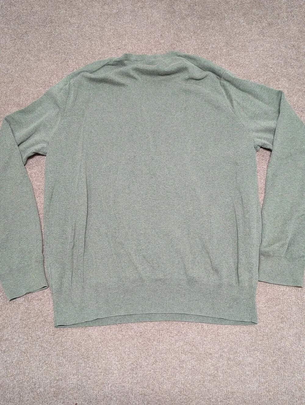 Polo by Ralph Lauren Men's Green V-Neck Pima Cotton Sweater Grandpacore (Large)